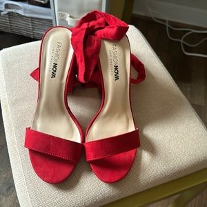 Fashion Nova red twist heels. Size 8. Only worn once.